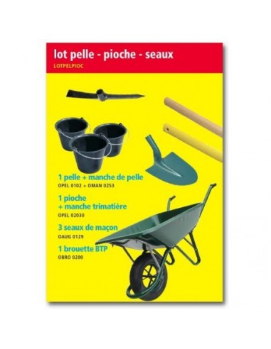 Pelle de jardin, pioche, fourche, houe et croc